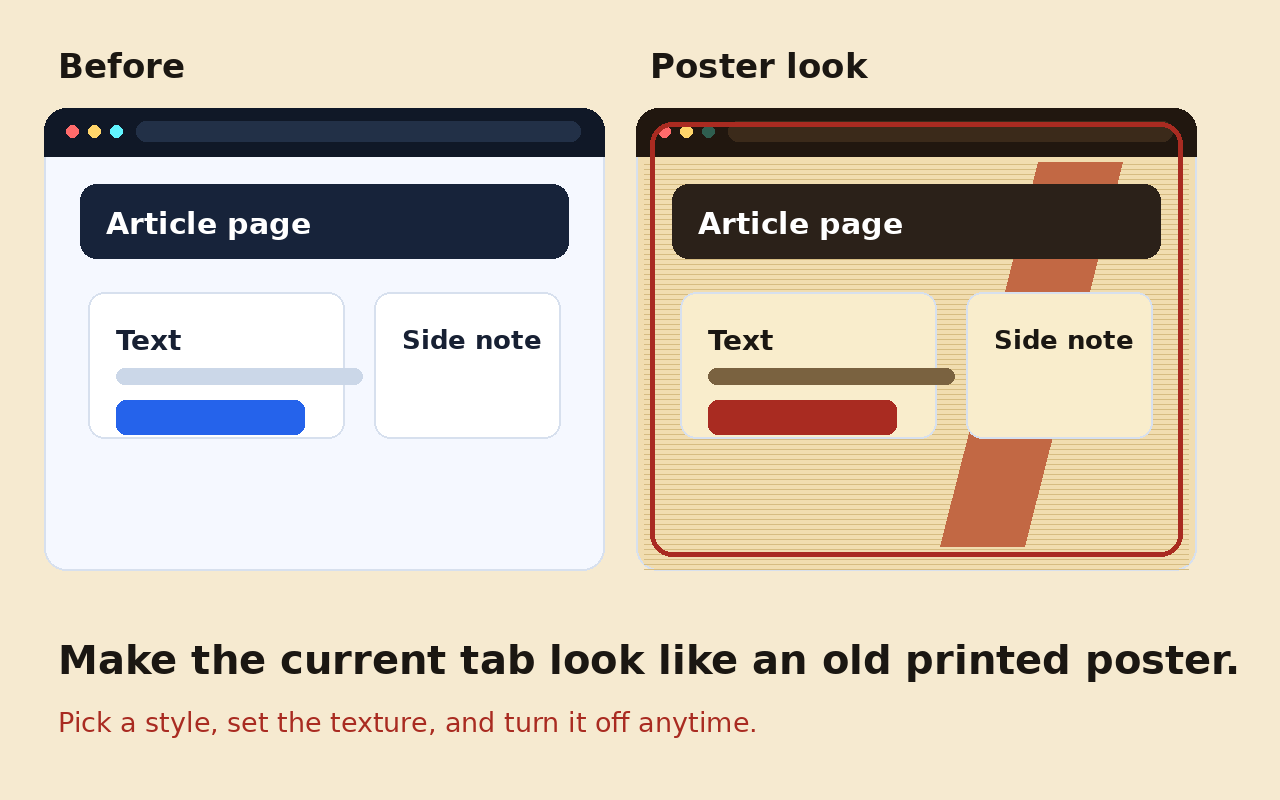 Retro page filter on a web page